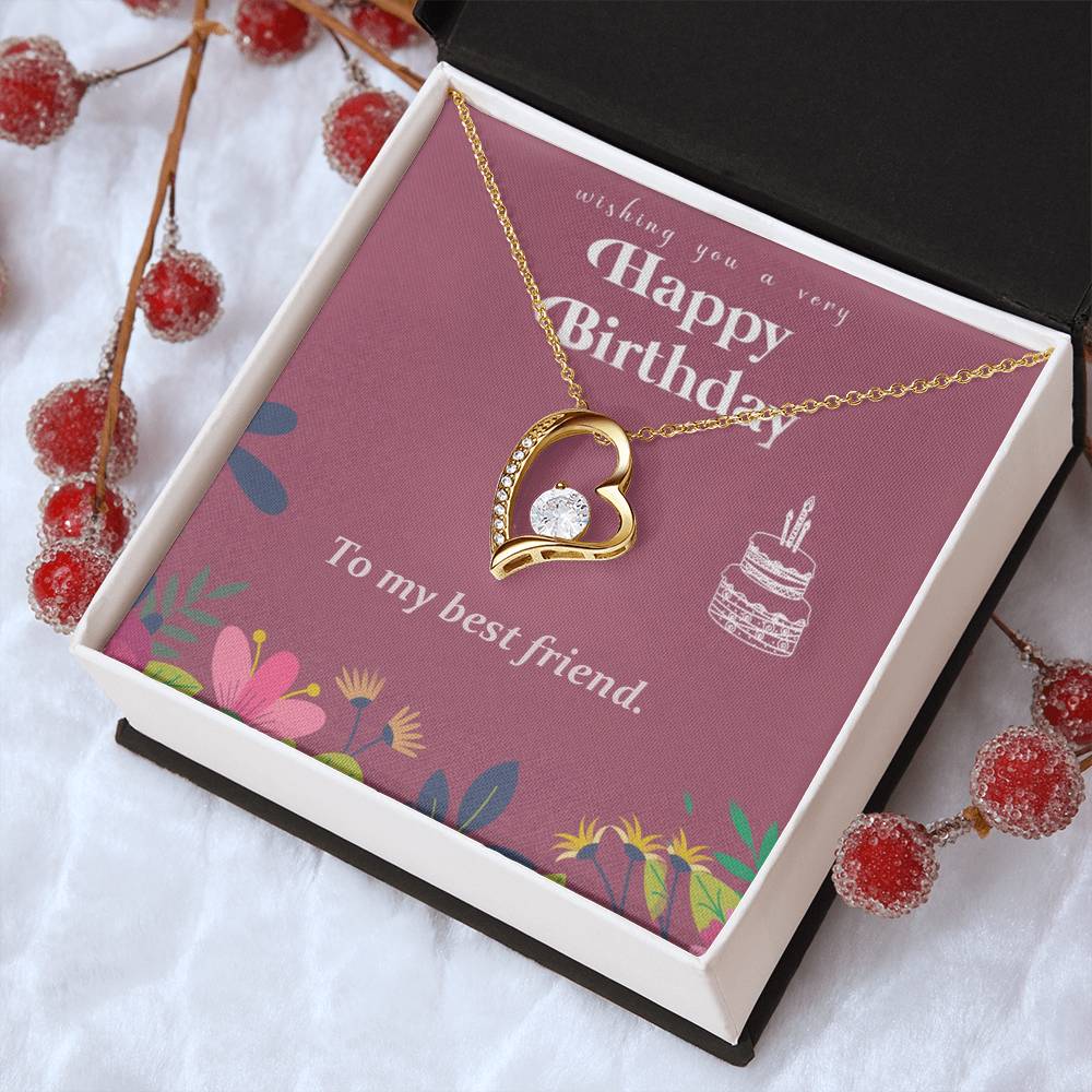 Happy Birthday - To My Best Friend - 925 Sterling Silver Pendant Forever Love Necklace