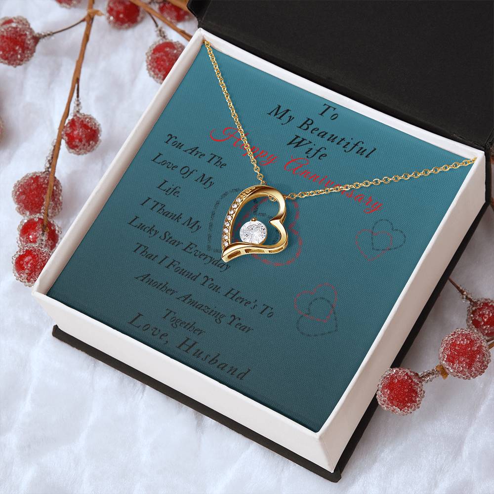 To My Beautiful Wife - Happy Anniversary- Forever Love Necklace Forever Love Necklace