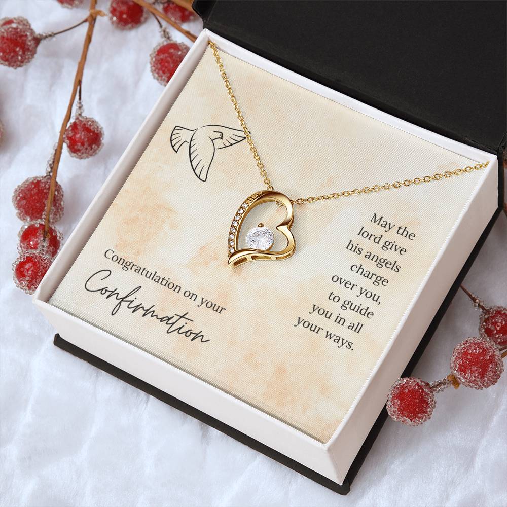 Congratulation On Your Confirmation - May The Lord Give His Angels Charge Over You To Guide You In All Your Ways - Necklace Forever Love Necklace