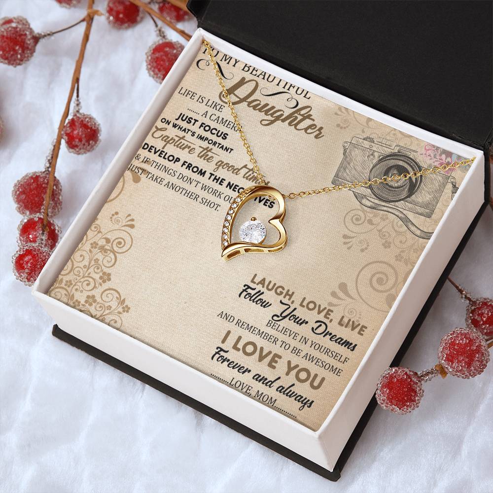 To My Beautiful Daughter Necklace To Daughter From Dad Gift Dad And Daughter Never Forget I Love You Gift From Dad Forever Love Necklace