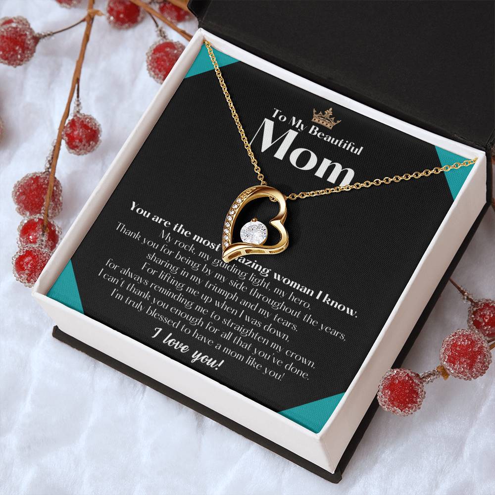 To My Beautiful Mom Necklace Badass Mom Gift Mother’s Day Gift Birthday Gift Gift From Daughter On Wedding Day Forever Love Necklace
