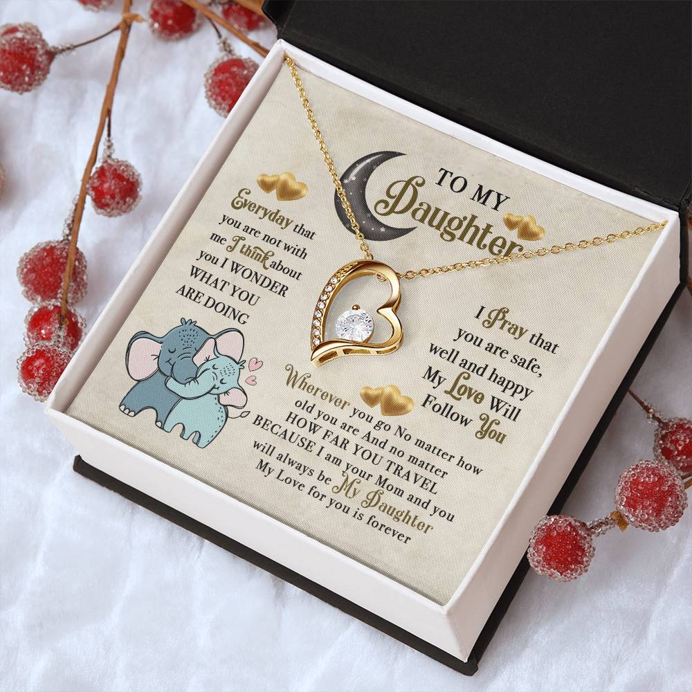 To My Daughter Elephant Mom Birthday Gift - To My Wonderful Mom - Elephant Mother Daughter Songift To Mom Forever Love Necklace