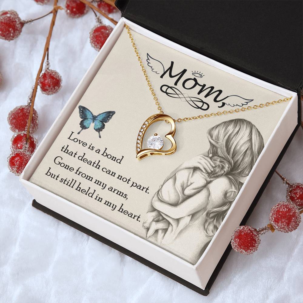 Remembrance Necklace Mom Love Is A Bond That Death Can Not Part Gift To Remember Mom Angel Wings 1 Forever Love Necklace