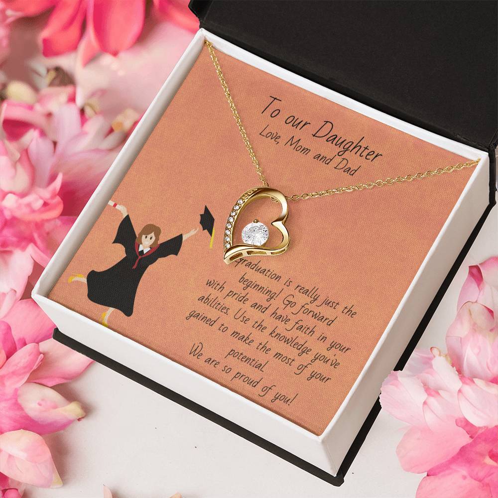 Graduation - Happy Graduation To Our Daughter - Graduation Gift Necklace Graduation Gift For Her College Forever Love Necklace