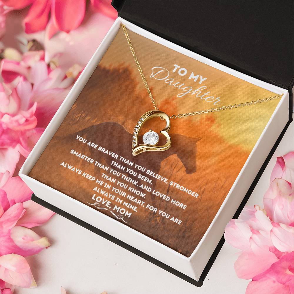 Mom To Daughter Gift You Are Braver Than You Believe To My Daughter Horse Lover Gift Horse Necklace Horse Jewelry For Girl Forever Love Necklace