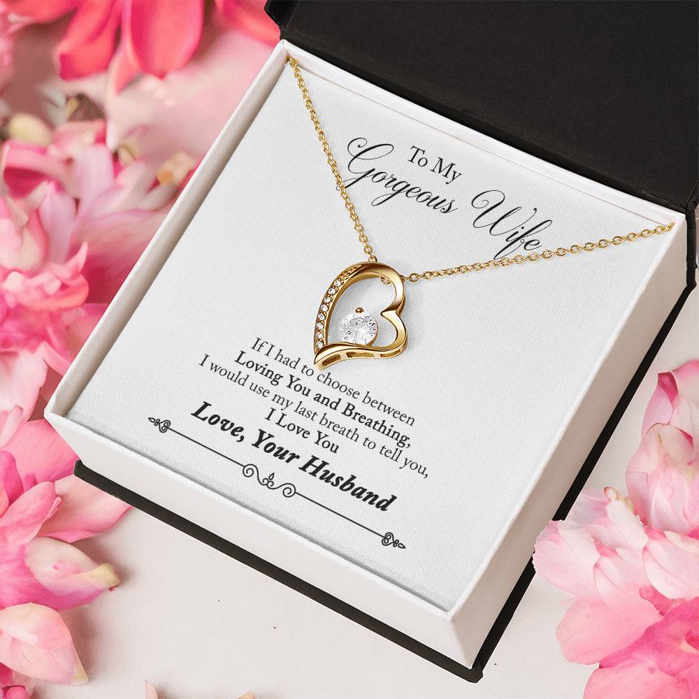 To My Gorgeous Wife I Would Use My Last Breath To Tell You I Love You Necklace Gift From Husband To Wife Birthday Gift For Forever Love Necklace