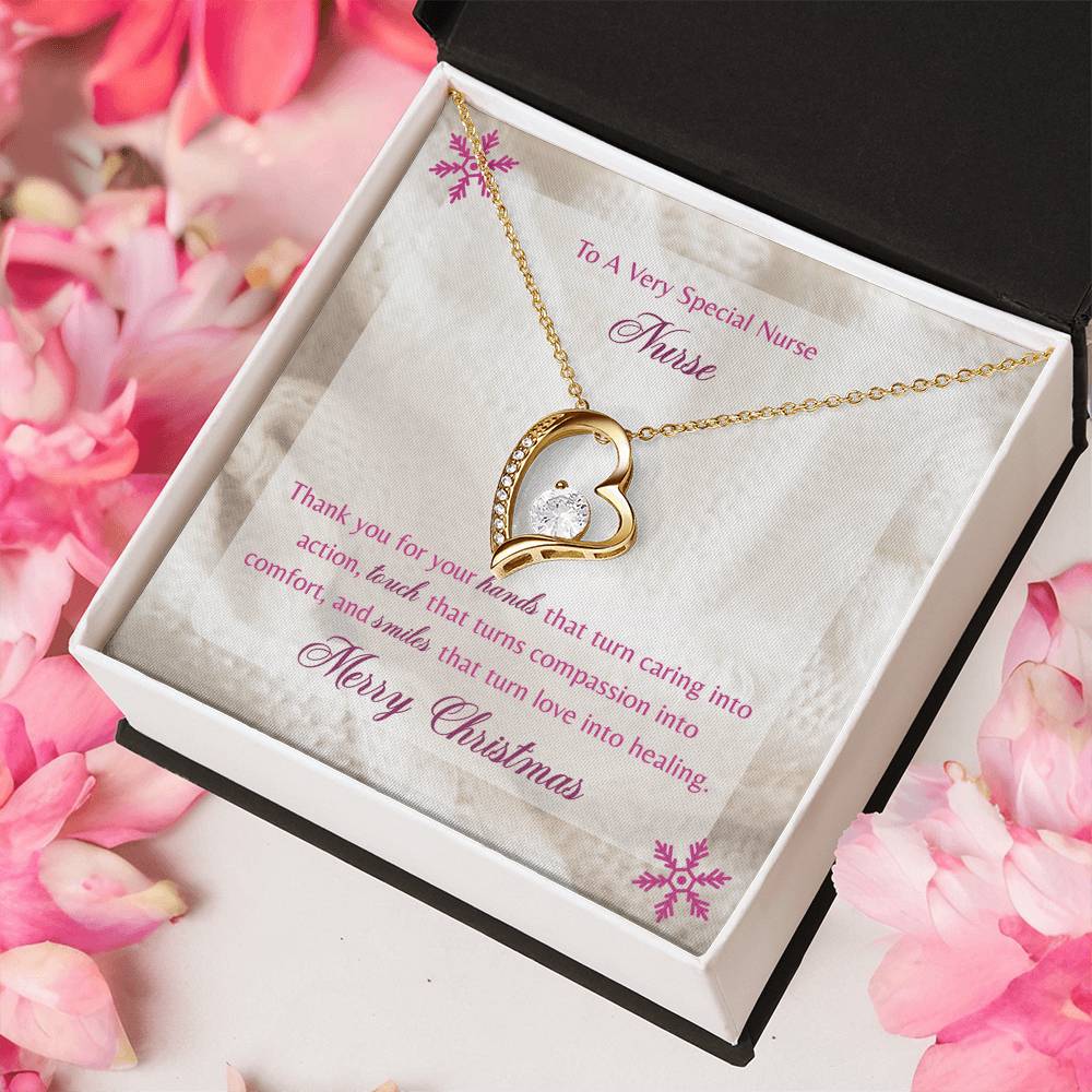 Merry Christmas To A Special Nurse 14K Gold Necklace Forever Love Necklace