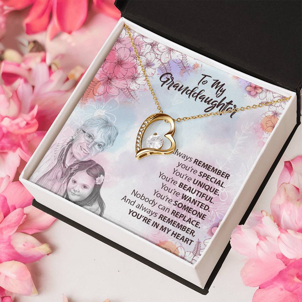 To Our Granddaughter White Gold Necklace Forever Love Necklace