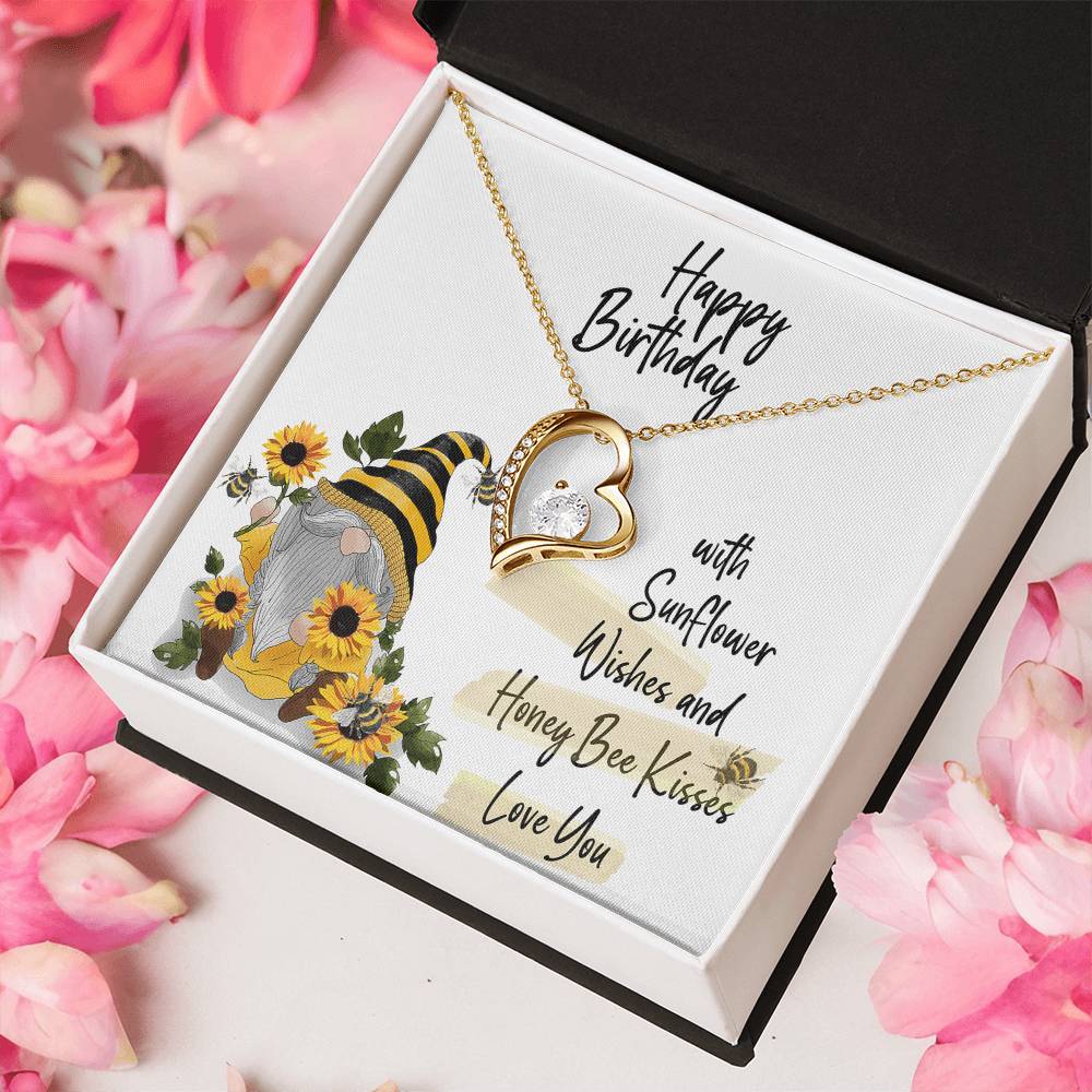 Happy Birthday Necklace With Sunflower Gnome Care Forever Love Necklace