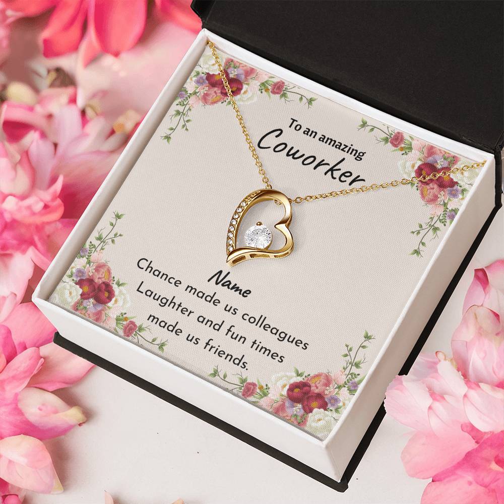 Heart Coworker Leaving Chance Made Us Colleagues White + Gold 1 Forever Love Necklace