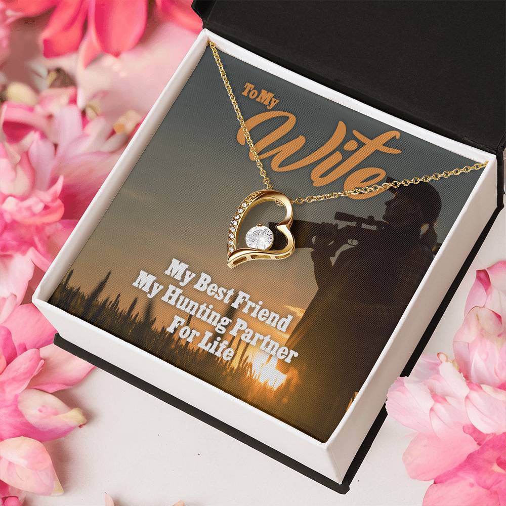 My Wife My Hunting Partner For Life Christmas Or Birthday Gift For The Woman Who Hunts To My Wife Necklace Anniversary Gift For Wife Forever Love Necklace