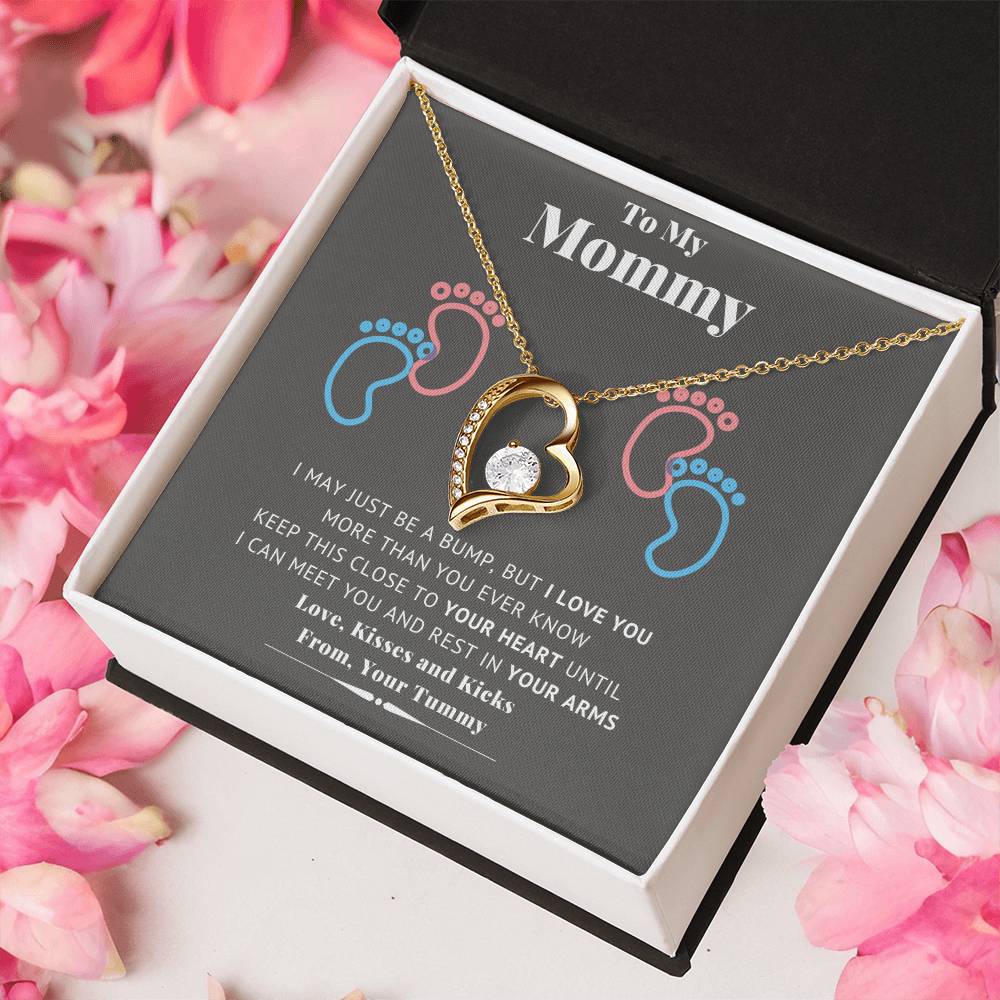 To My Mommy Love Kisses And Kieks From Your Tummy - New Mommy Necklace Forever Love Necklace