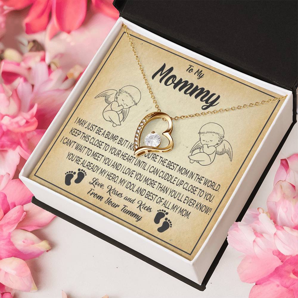 New Mommy Baby Shower Gift Pregnancy Gift Baby Bump Gift From Tummy To My Mommy After Birth Gifts Forever Love Necklace