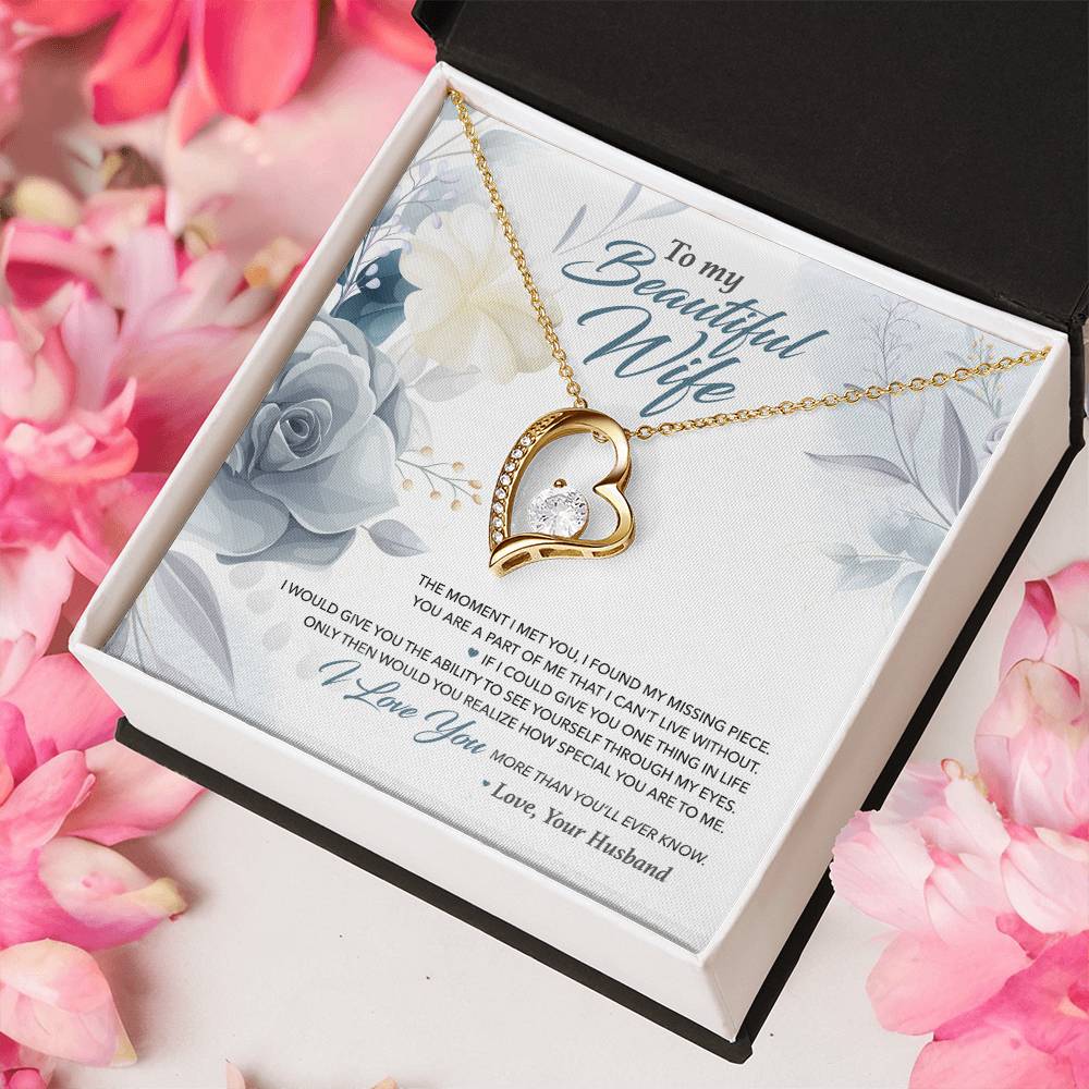 To My Beautiful Wife My Missing Piece Necklace Forever Love Necklace