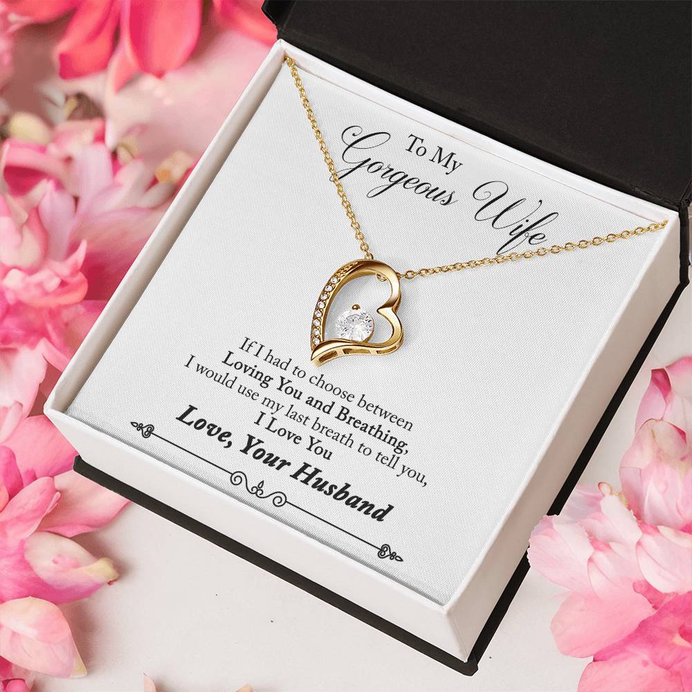 To My Gorgeous Wife Loving You And Breathing Forever Love Necklace