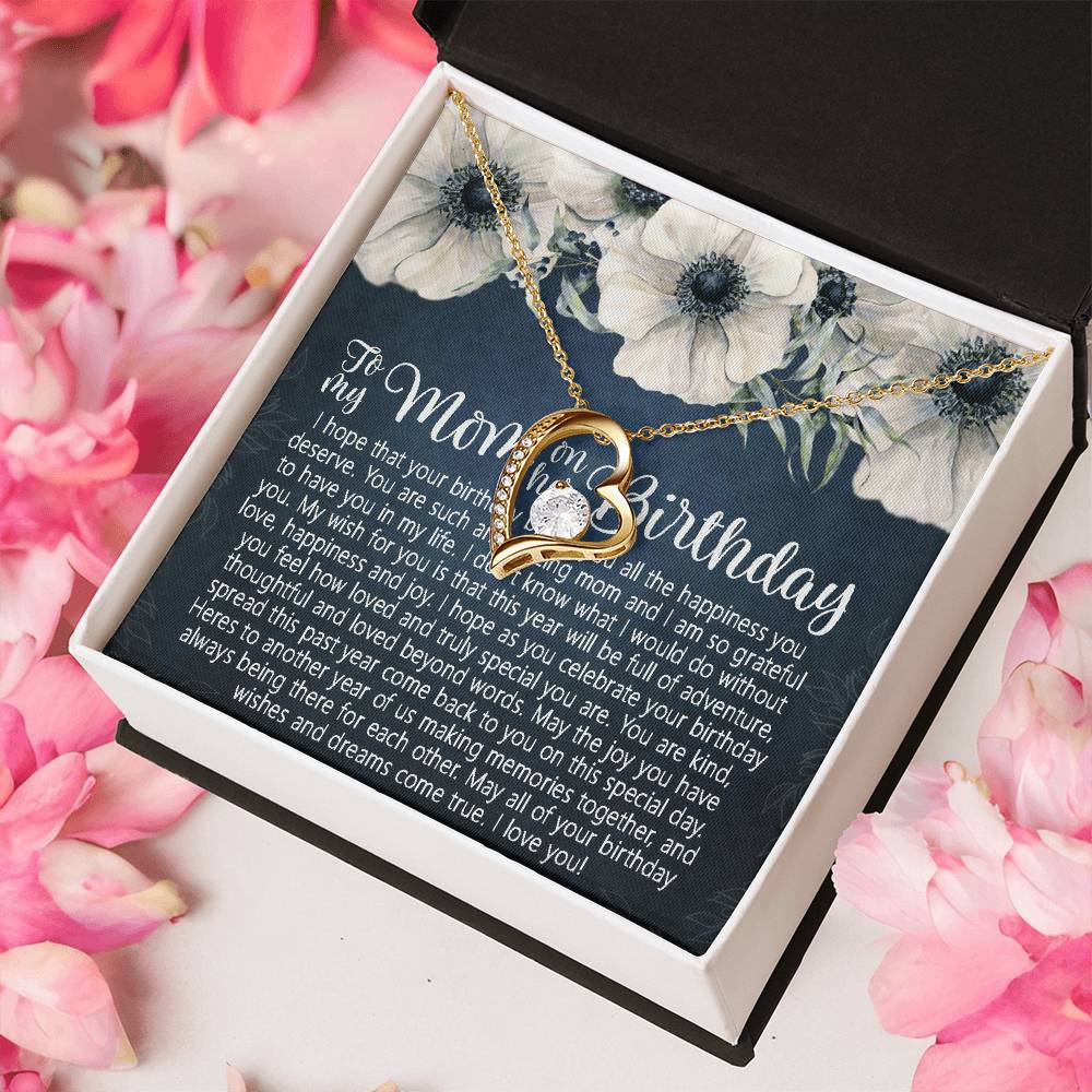 Mom Birthday Forever Love Necklace Gift Mom Birthday Jewelry Mom Necklace Or Bracelet Happy Birthday Mom Message Card Quote Cute Gift For Mom Forever Love Necklace