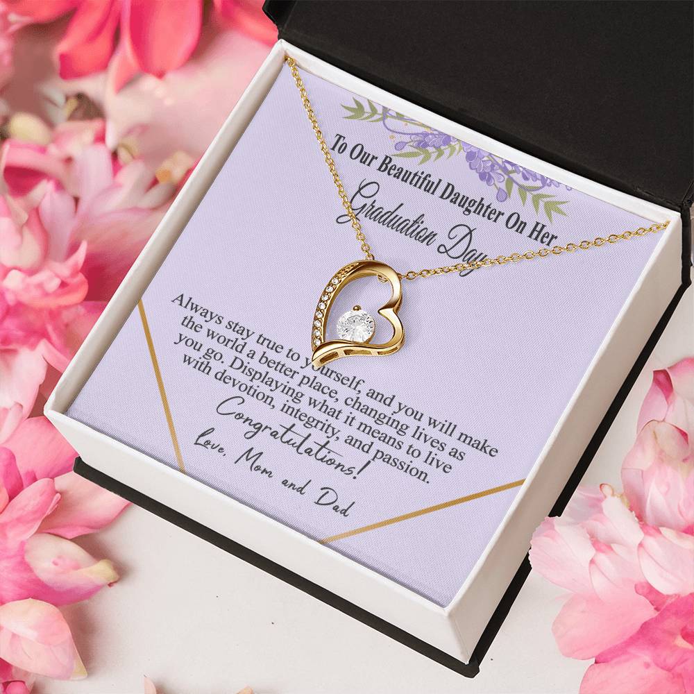 Class Of 2022 Graduation Message Card Necklace For Daughter Forever Love Necklace