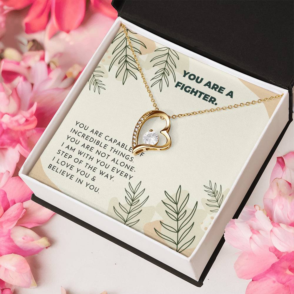 Fighter Inspiring Heart Stone Necklace Neutral Leaves Forever Love Necklace