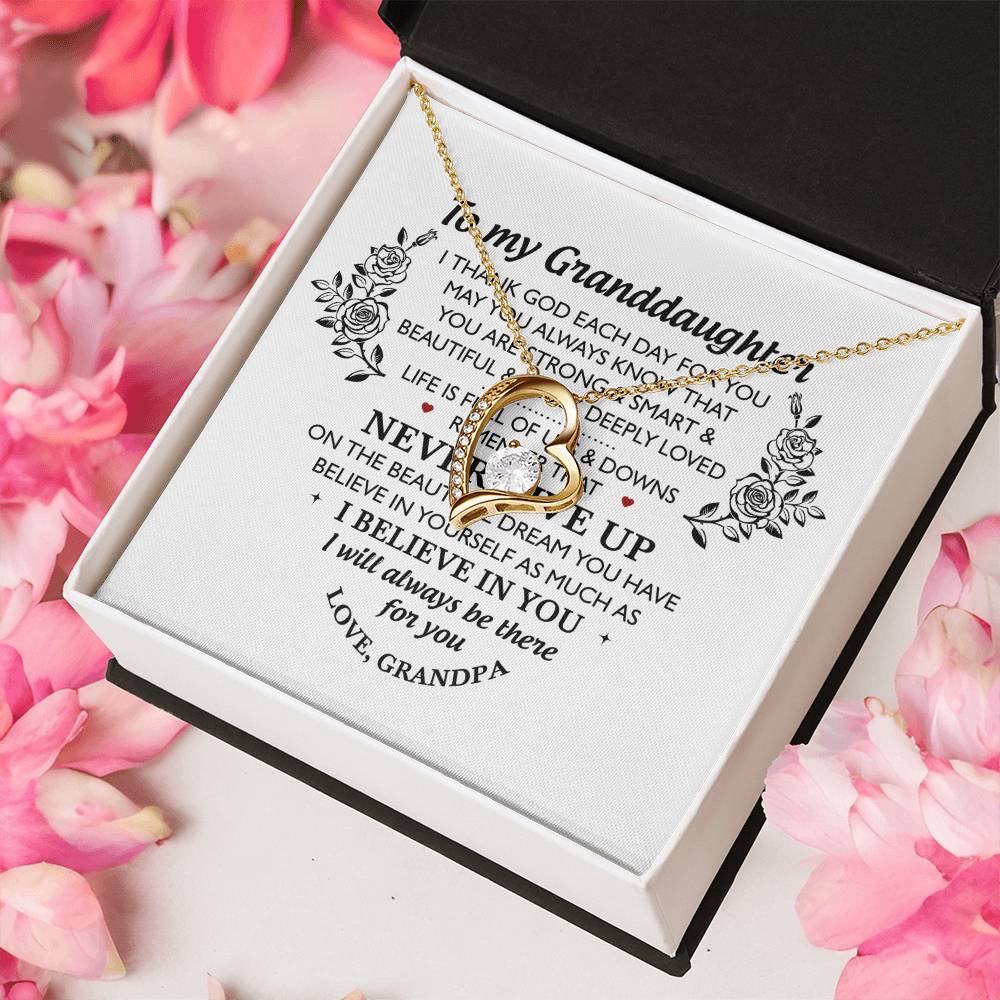 To My Granddaughter - I Will Always Be There For You Grandpa - Granddaughter Necklace Granddaughter Forever Love Necklace