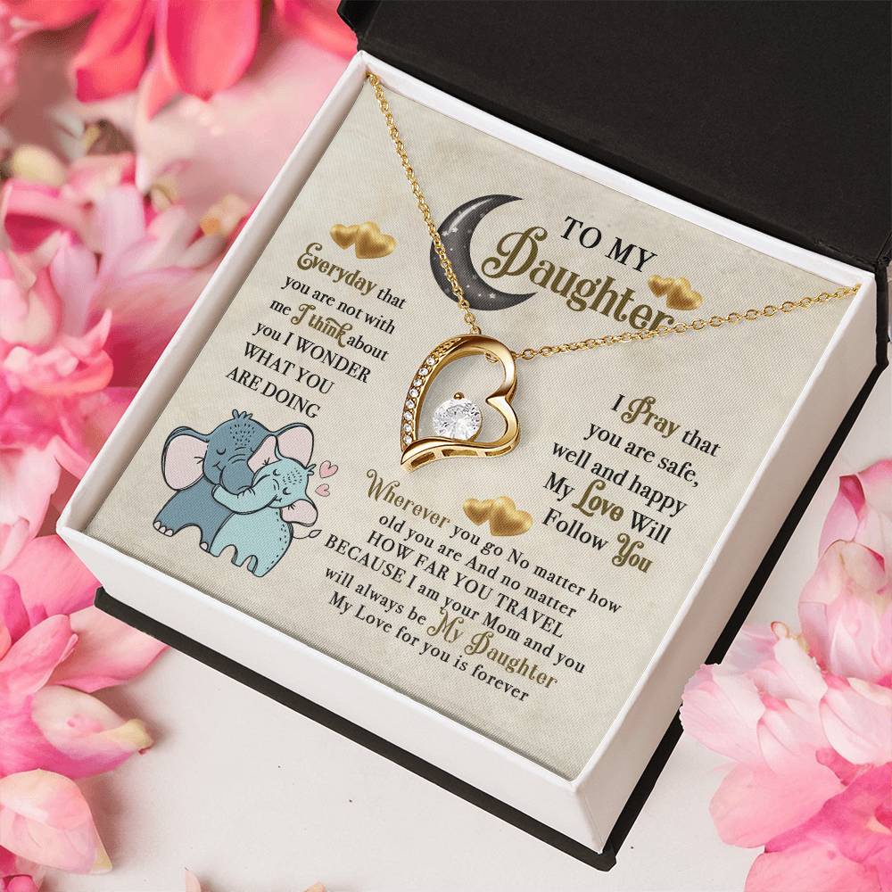 To My Daughter Elephant Mom Birthday Gift - To My Wonderful Mom - Elephant Mother Daughter Songift To Mom Forever Love Necklace