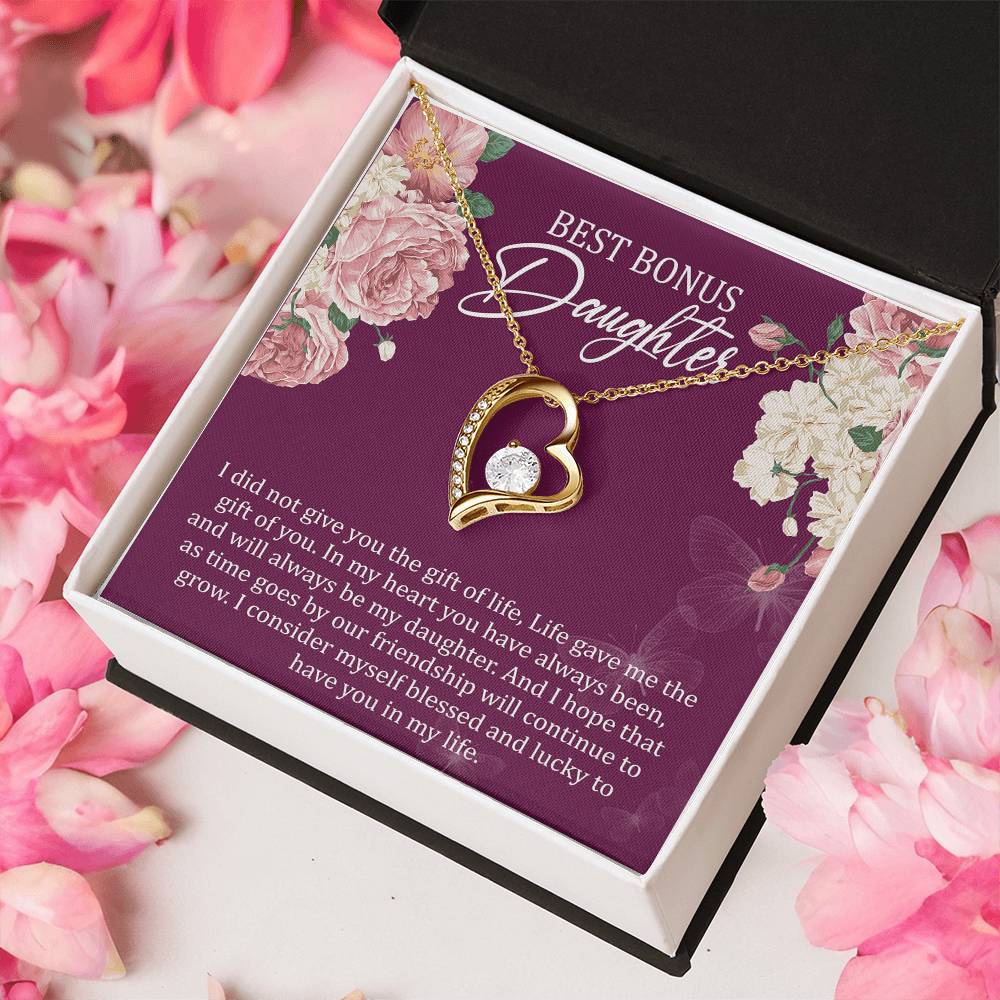 Best Bonus Daughter Birthday Message Card Gift Bonus Daughter Step Daughter Gift Bonus Daughter Necklace Forever Love Necklace