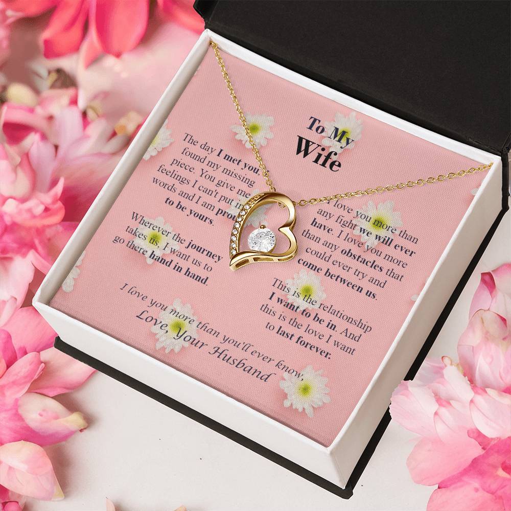 To M Y Wife - Forever Necklace -  Love Your Husband - Pink Daisy Forever Love Necklace