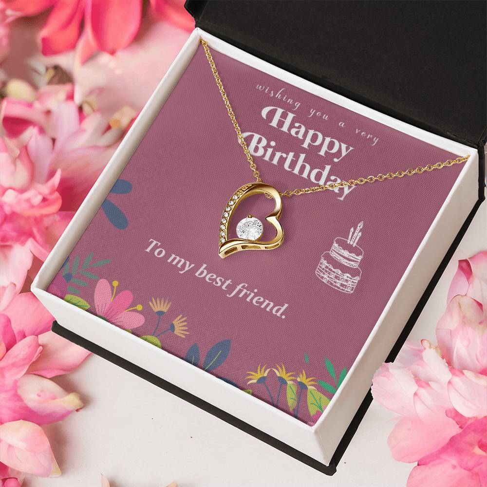 Happy Birthday - To My Best Friend - 925 Sterling Silver Pendant Forever Love Necklace