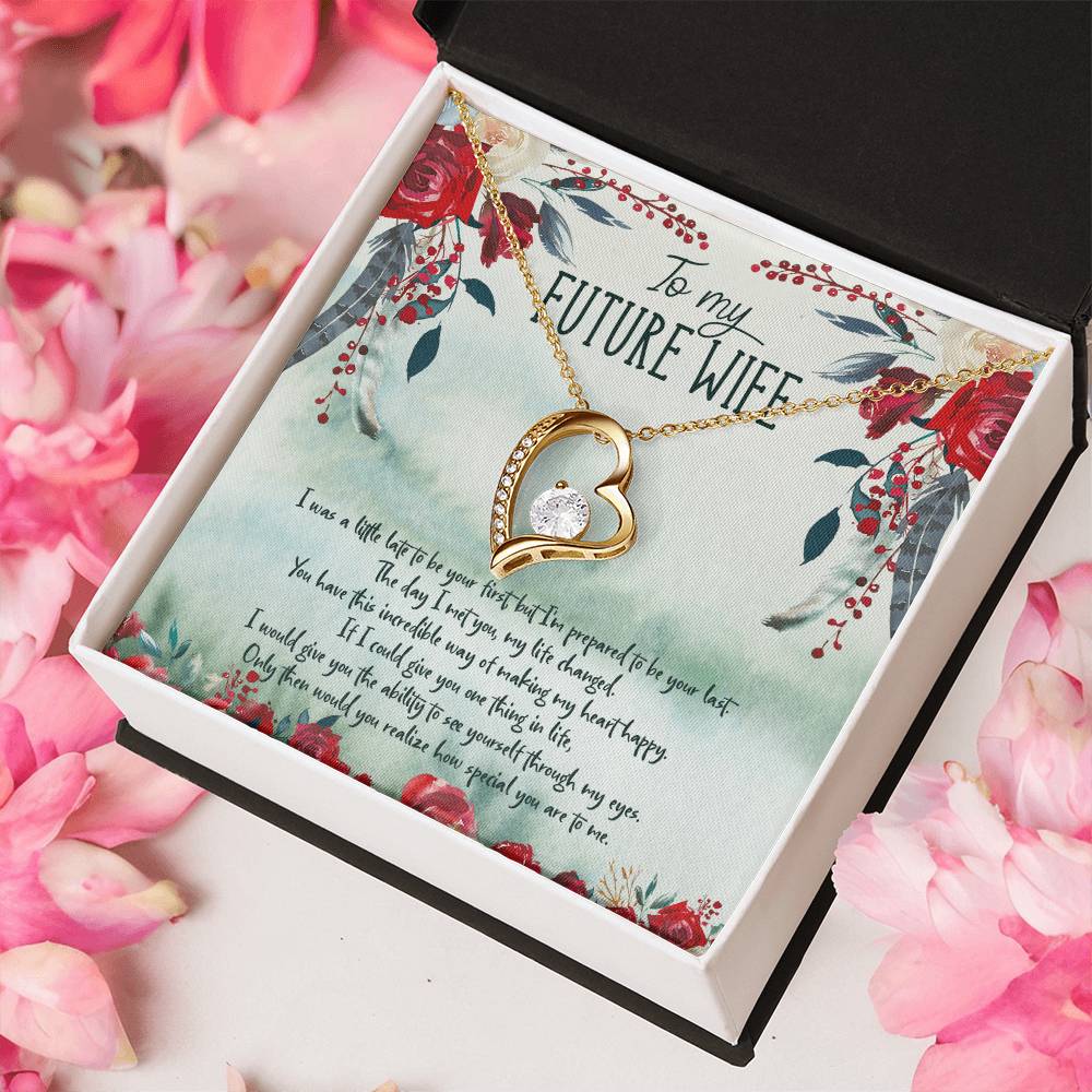 To My Future Wife Heart Necklace With Customize Romantic Message Card Forever Love Necklace