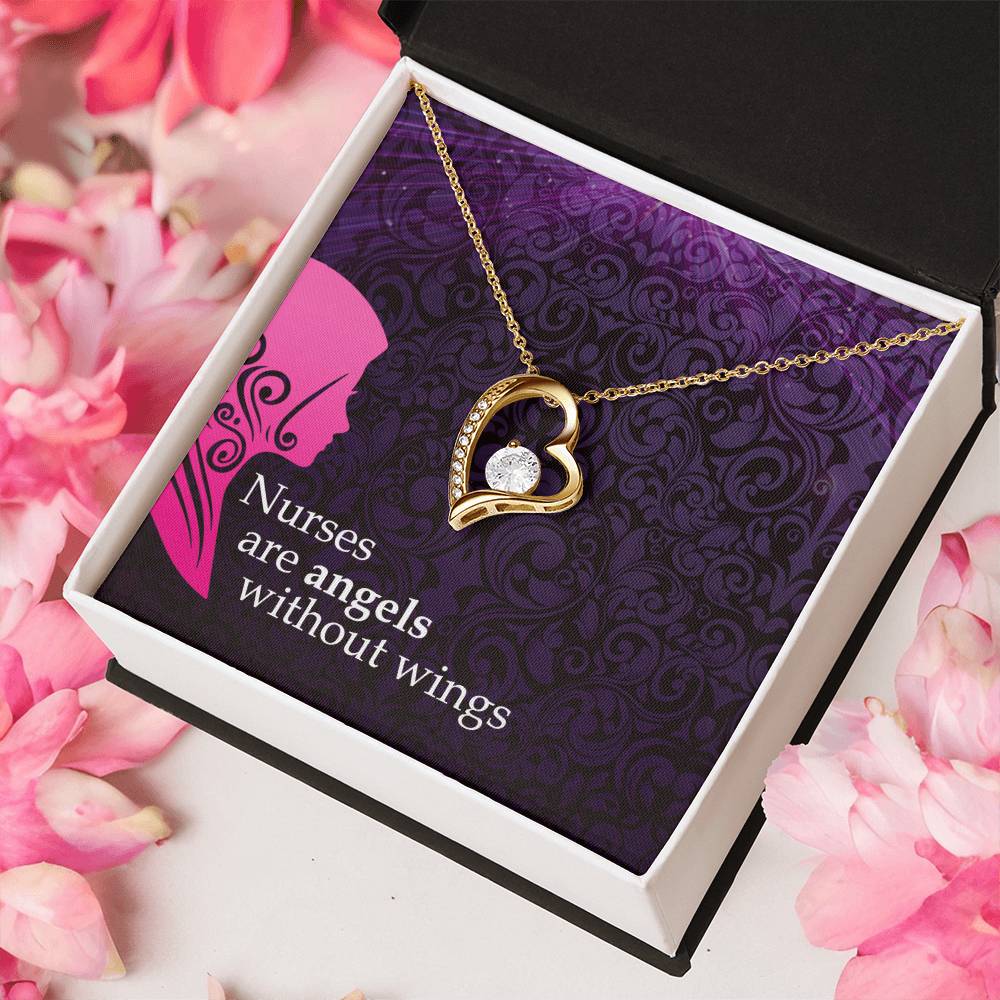 Nurse Appreciation Gift Necklace Nurse Graduation Nurse Week Jewelry Practitioner Retirement Wing Rn Necklace Nurses Are Angels Without Wings Pendent Forever Love Necklace