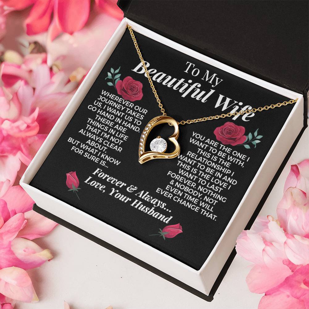 To My Beautiful Wife 14k Gold Necklace Forever Love Necklace