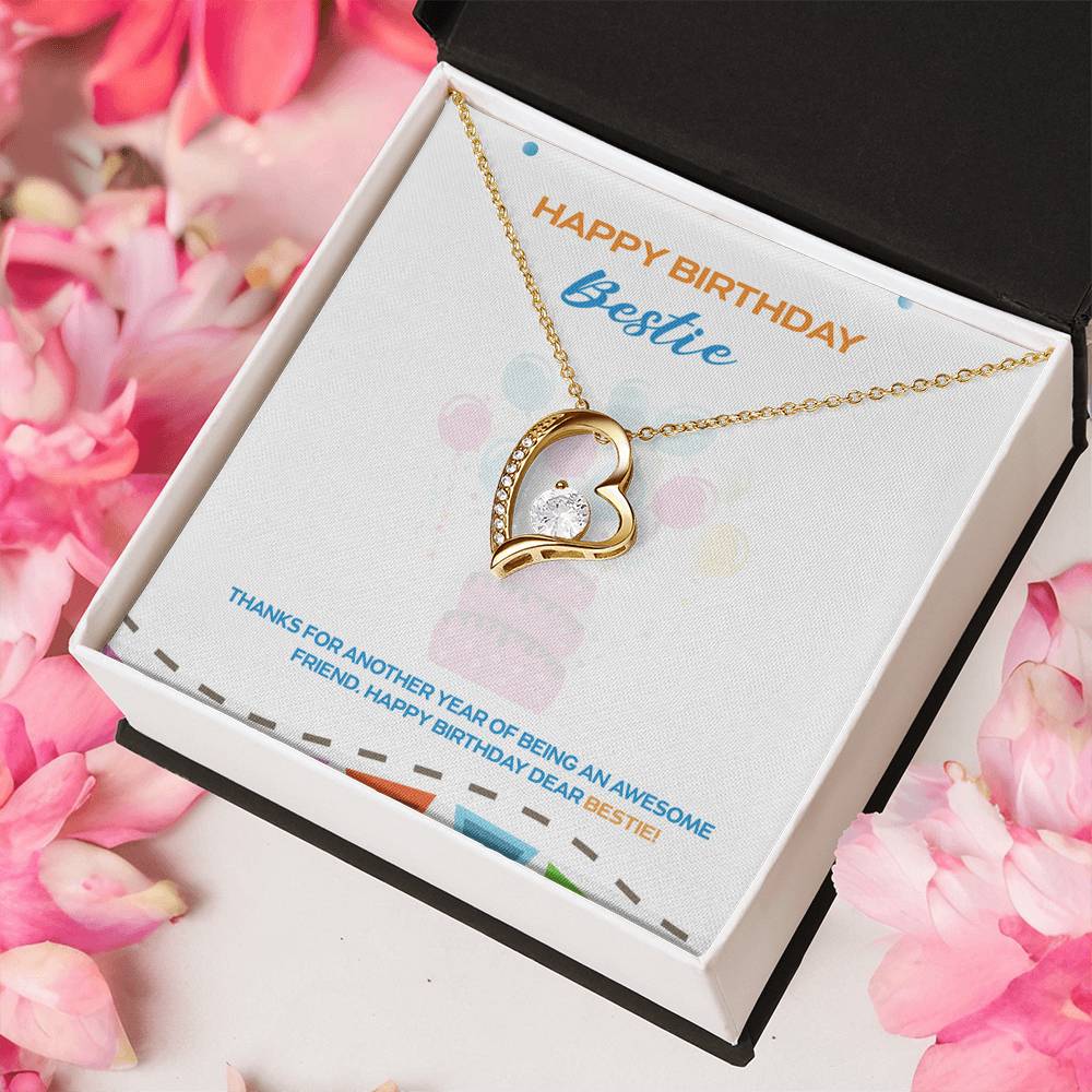 Happy Birthday Bestie 925 Sterling Silver Pendant 1 Forever Love Necklace