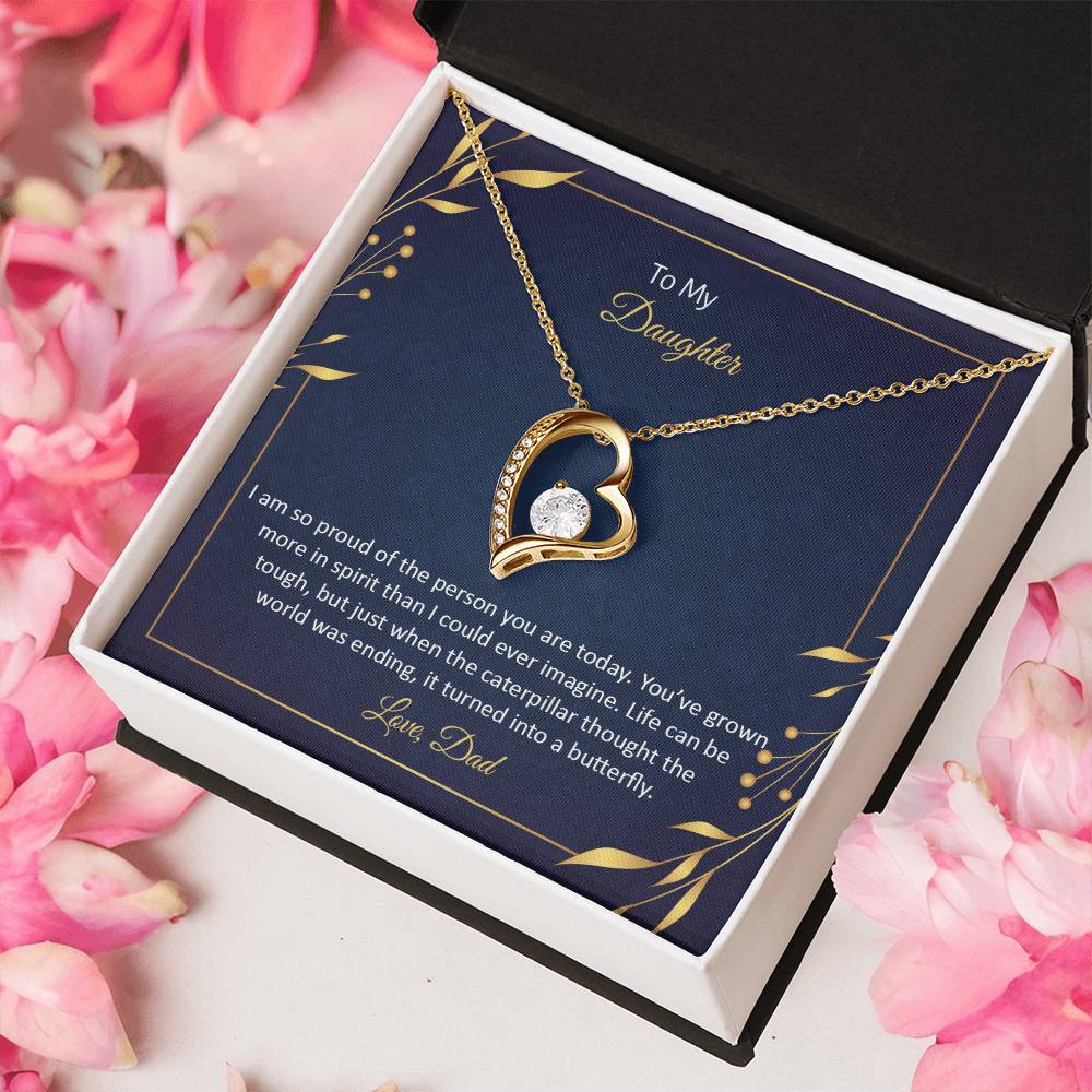 To My Daughter Love Dad Forever Love Necklace