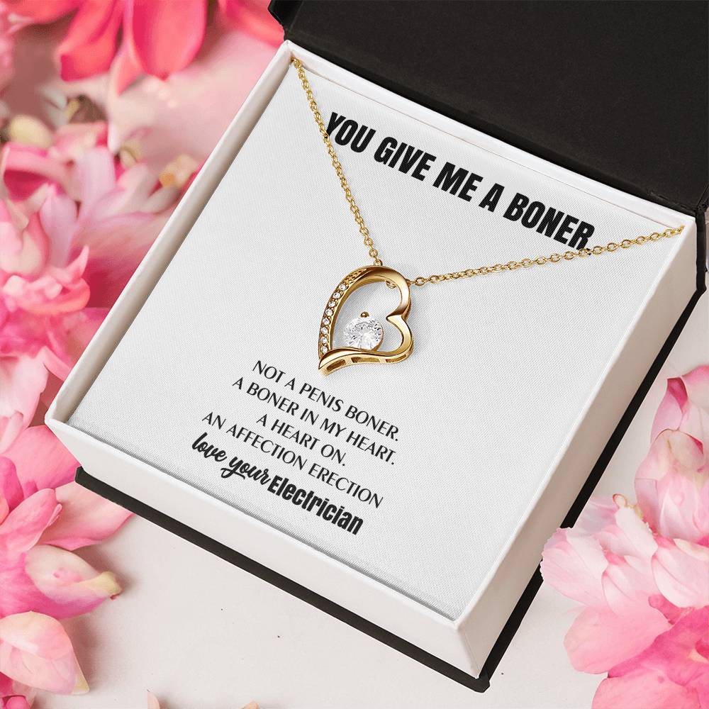 You Give Me A Heart Boner An Affection Erection Funny & Sarcastic Love For Her ♥ Mature Best Funny Gag Gifts For Electrician Wife On Special Days Forever Love Necklace