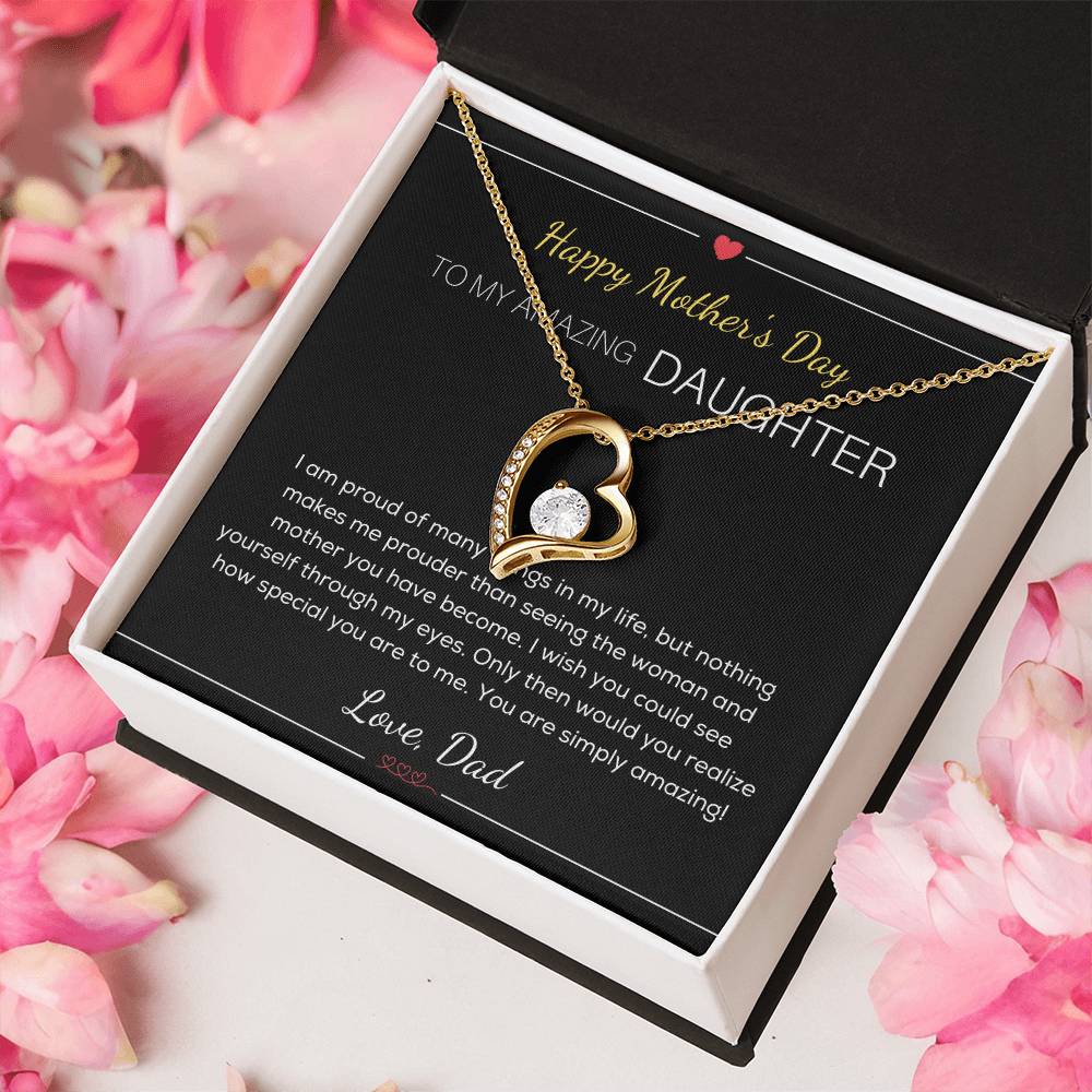 To My Amazing Daughter Necklace Happy Mother's Day Gift For Daughter From Dad Mother's Day Dad Anniversary Gift Father Daughter Necklace Forever Love Necklace