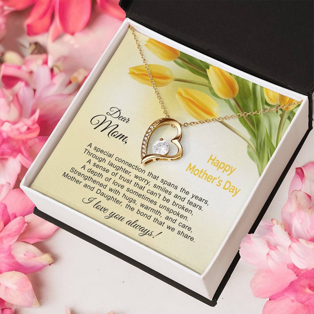 The Bond That We Share - Mother And Daughter Forever Love Heart Necklace Gold Silver Forever Love Necklace