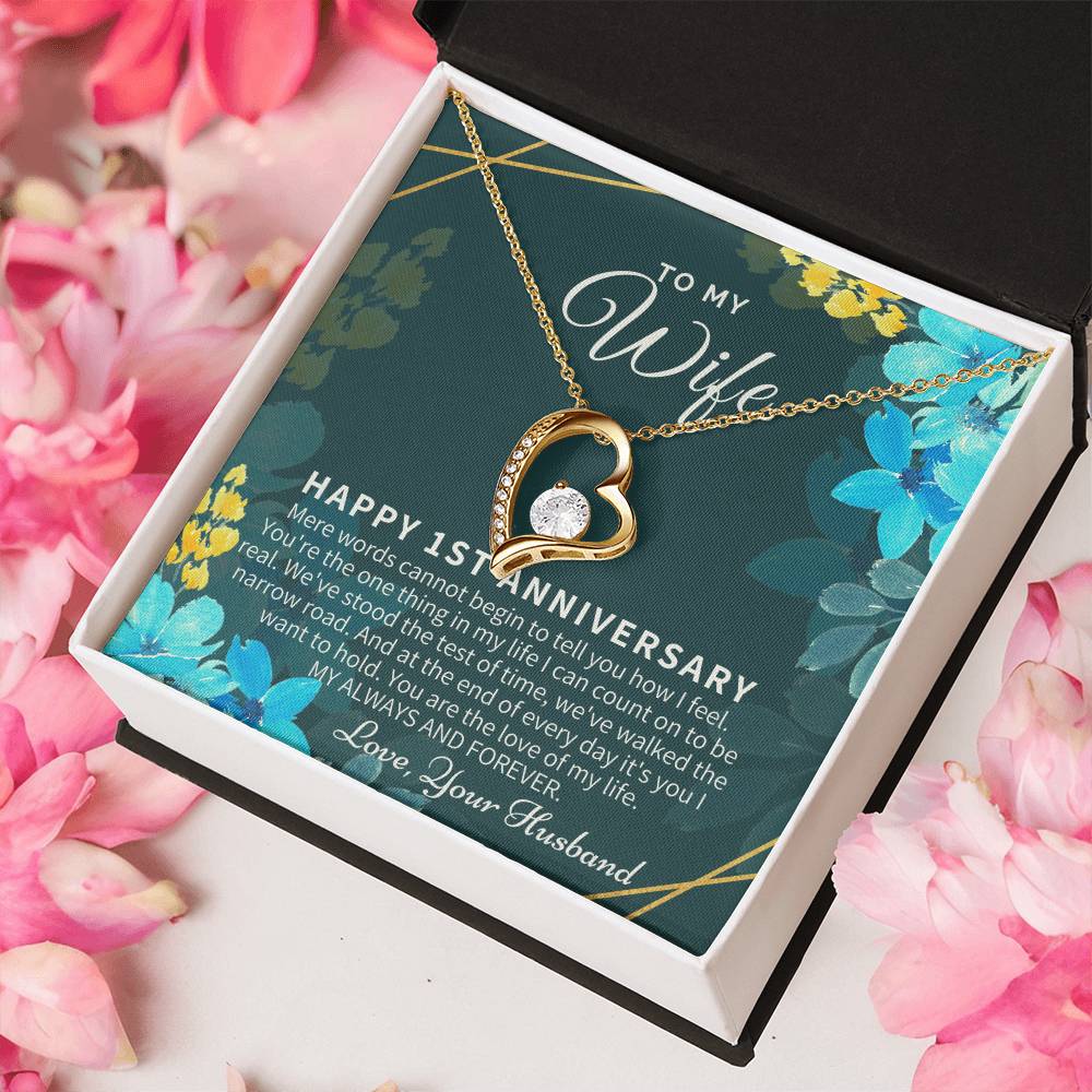 1st Anniversary Gift For Wife 1st Wedding Anniversary One Year Anniversary Gifts First Year Anniversary First Anniversary Gift For Forever Love Necklace