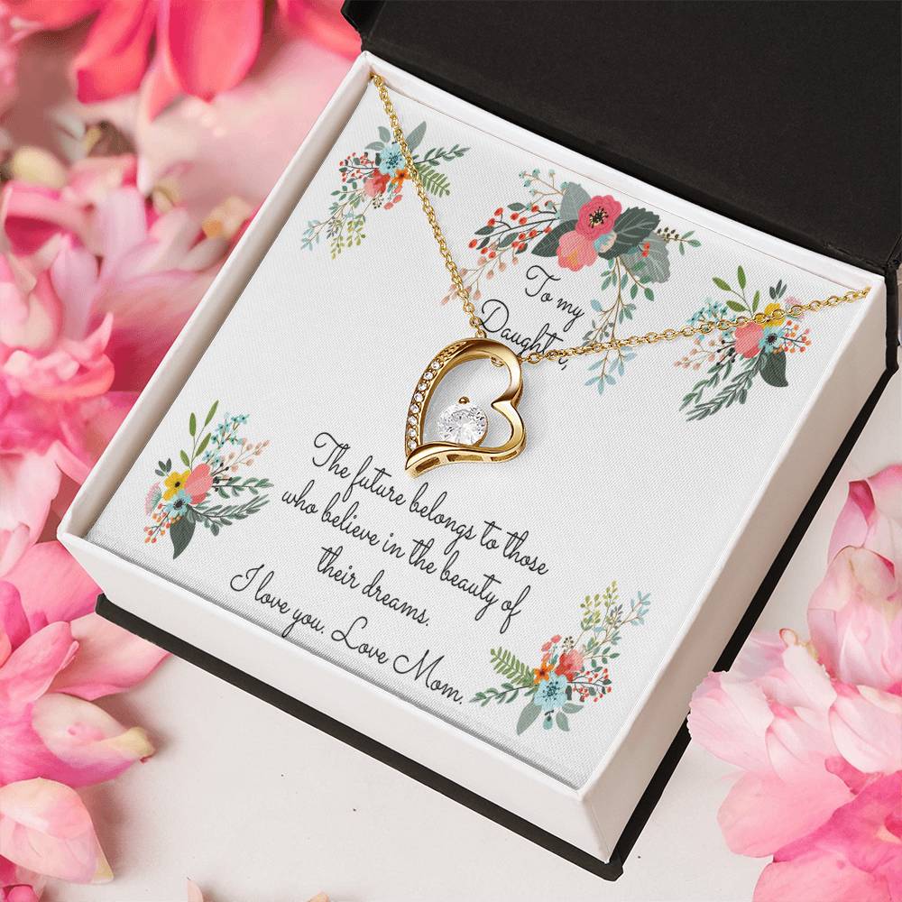 To My Daughter I Love You Mother's Day Sunflower Necklace Daughter Gift From Mom Mom To Daughter Forever Love Necklace