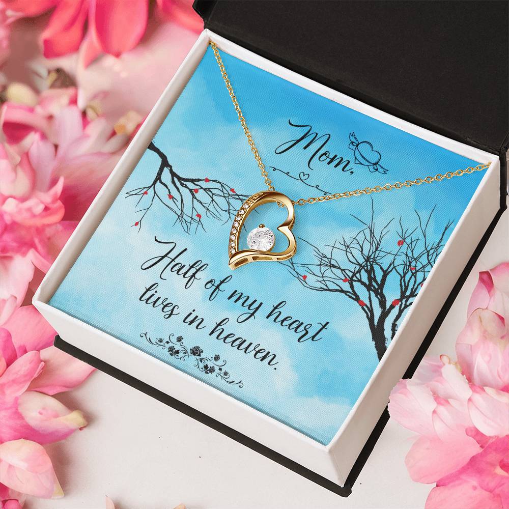 Mom Half Of My H Heart Lives In Heaven Forever Love Necklace