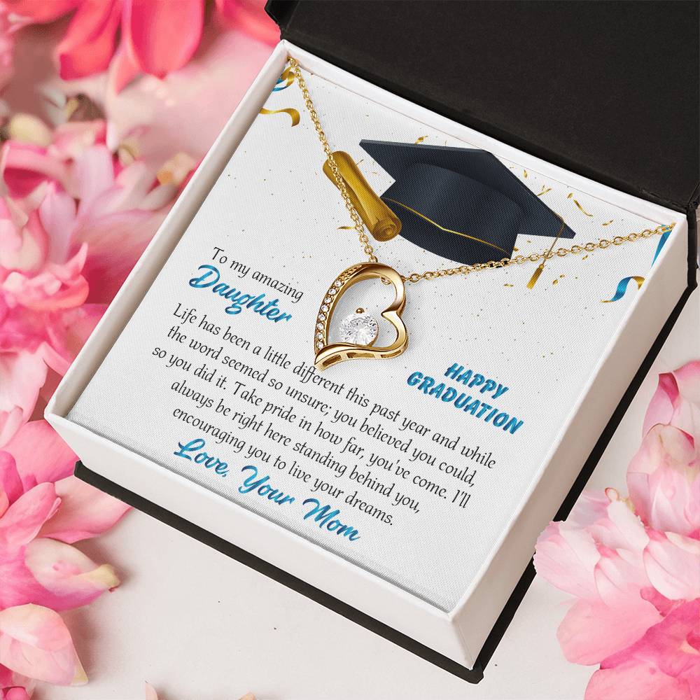 To My Amazing Daughter Happy Graduation Love Your Mom - Graduation Necklace - Senior Class Congratulations Forever Love Necklace