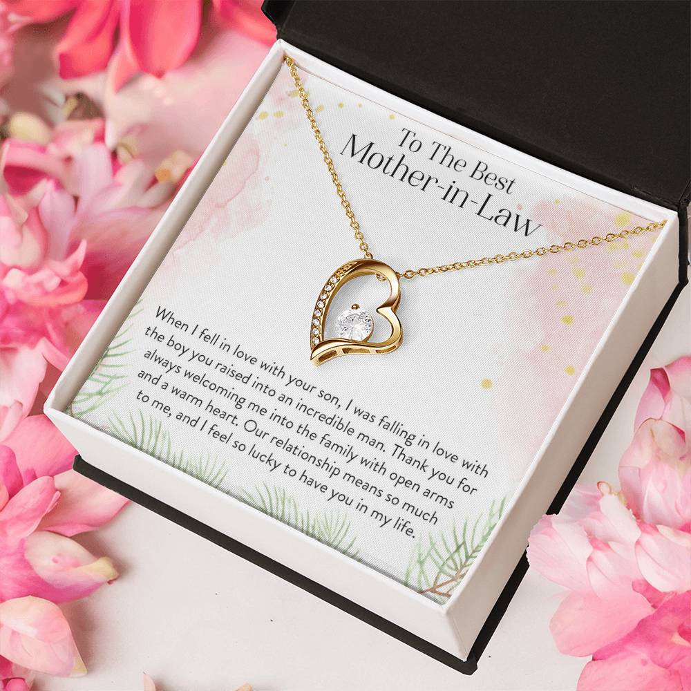 To My Mother-In-Law - Thank You For Always Welcoming Me Into The Family - Gift For Future Mom-In-Law - Necklace Mother In Law Thank You Gift Forever Love Necklace