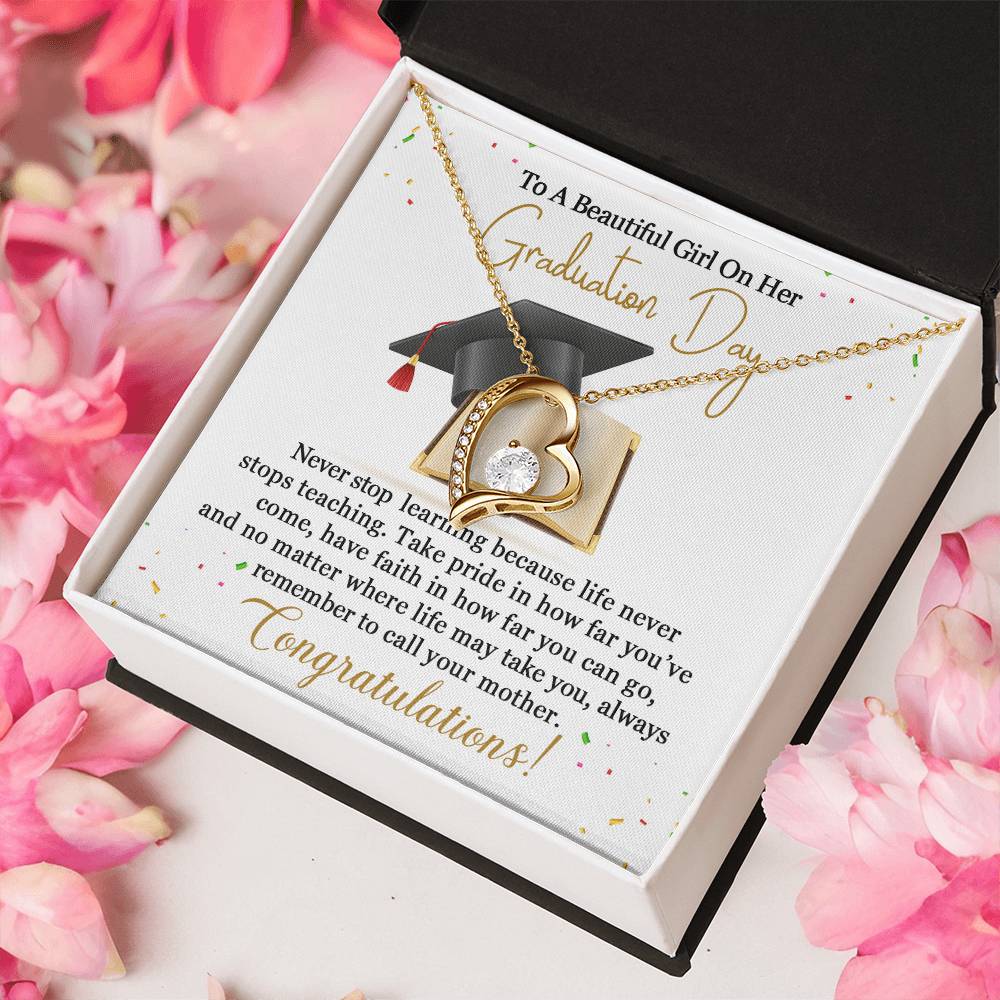 To A Beautiful Girl On Her Graduation Day. Congratulation!!! Forever Love Necklace
