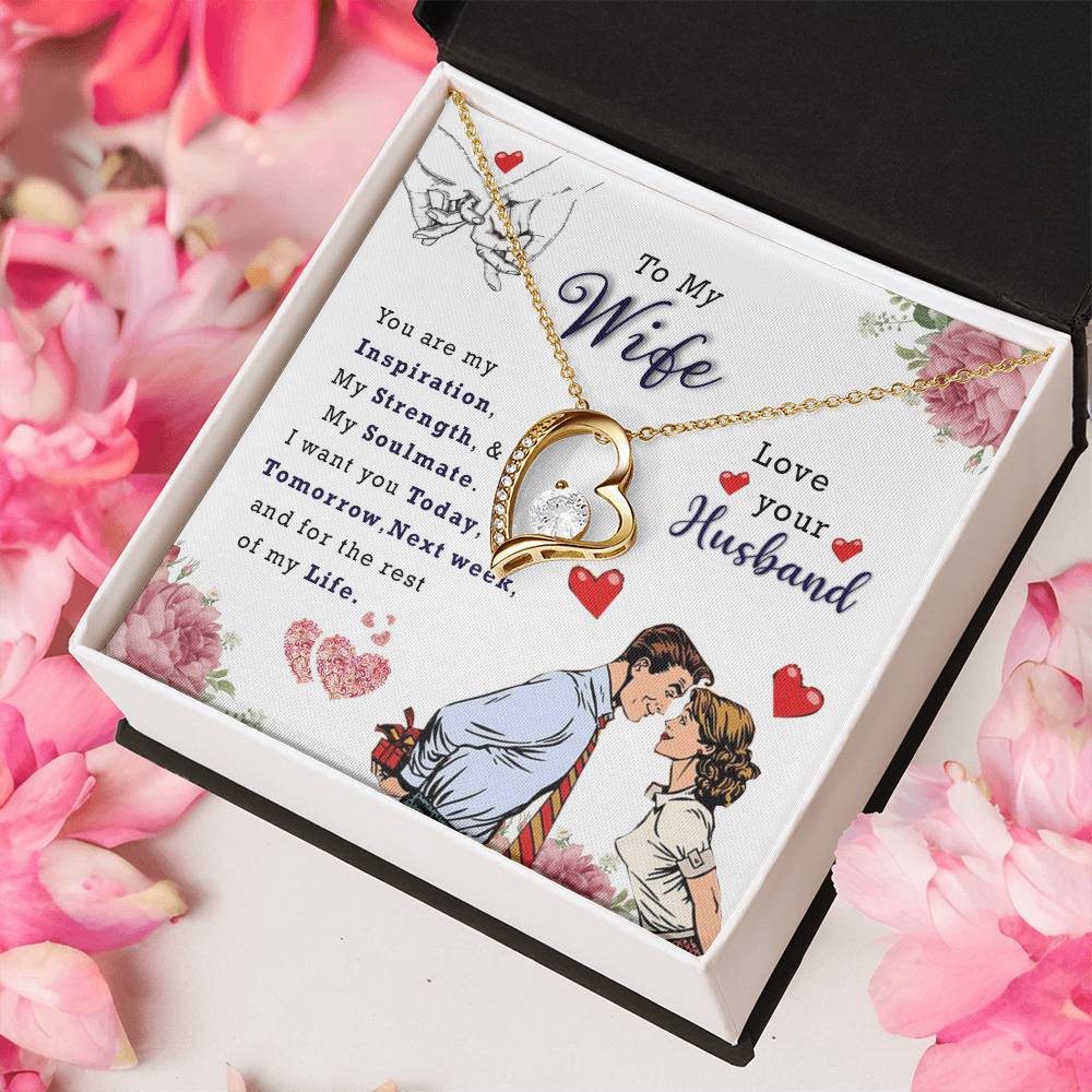 Wife Birthday Necklace Husband To Wife Necklace Necklace Present For Wife Jewelry For My Wife Forever Love Necklace