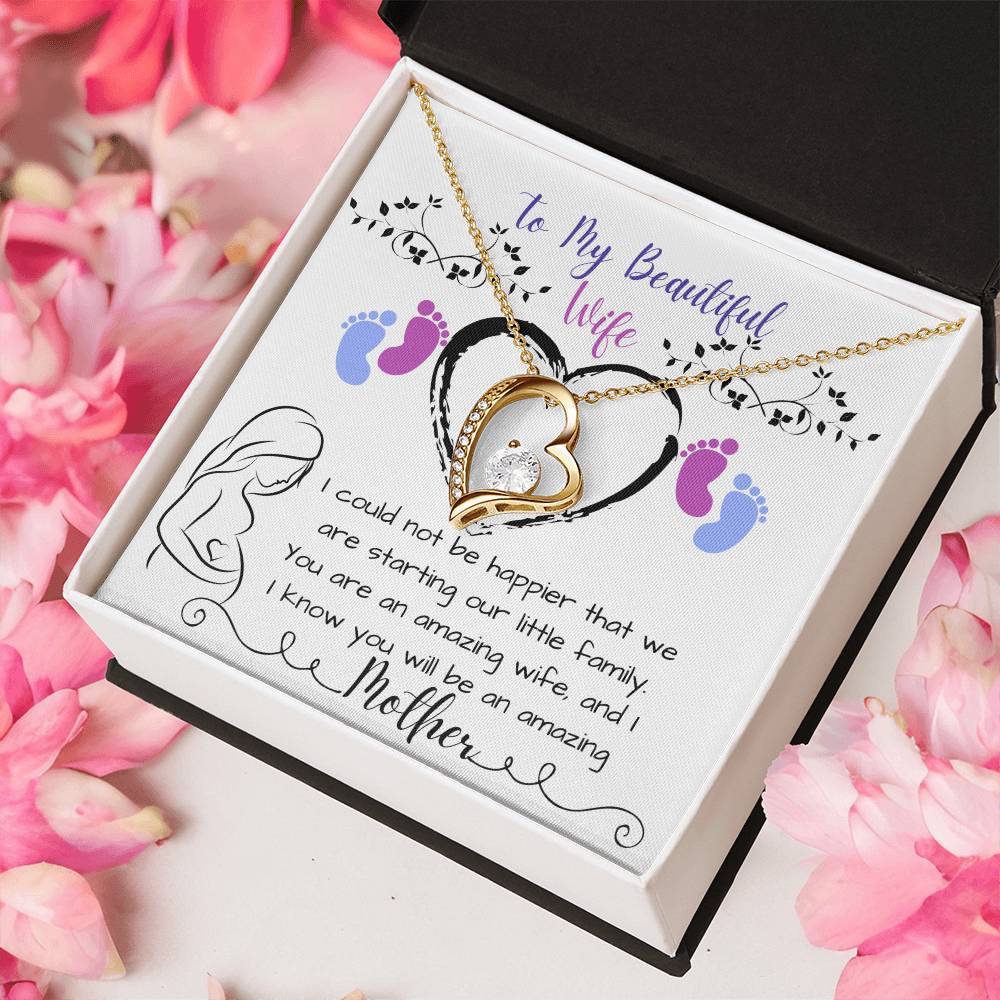 To My Beautiful Wife Soon To Be Mom Forever Love Necklace Forever Love Necklace