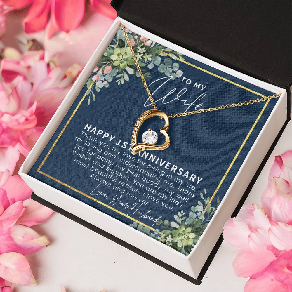 One Year Anniversary Gifts First Anniversary Gift For Her 1st Wedding Anniversary Gift For Wife First Year Anniversary Forever Love Necklace