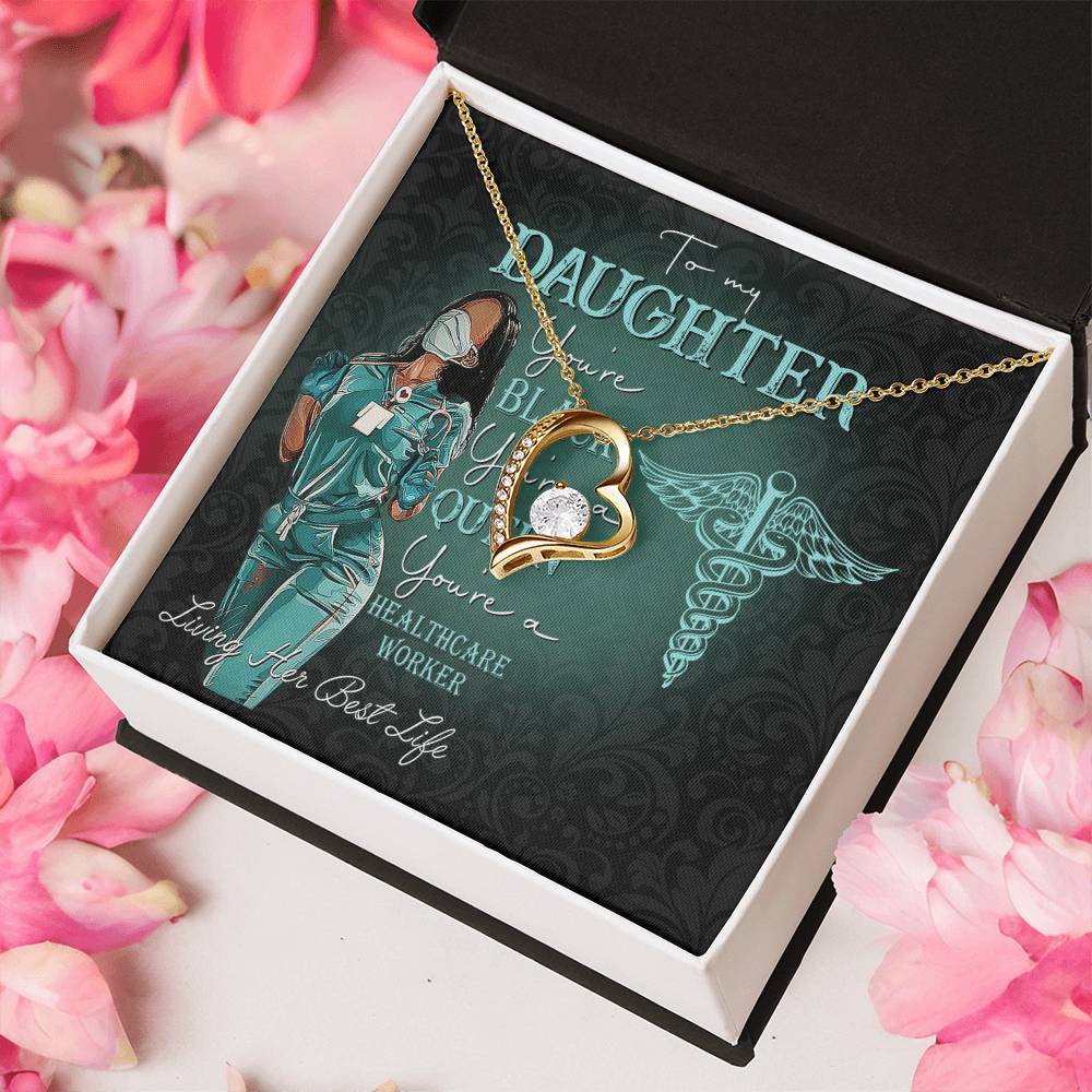 To My Daughter Black Nurse Customize Nurse Stethoscope Necklace To Nurse Daughter From Mom Nurse Gift Forever Love Necklace