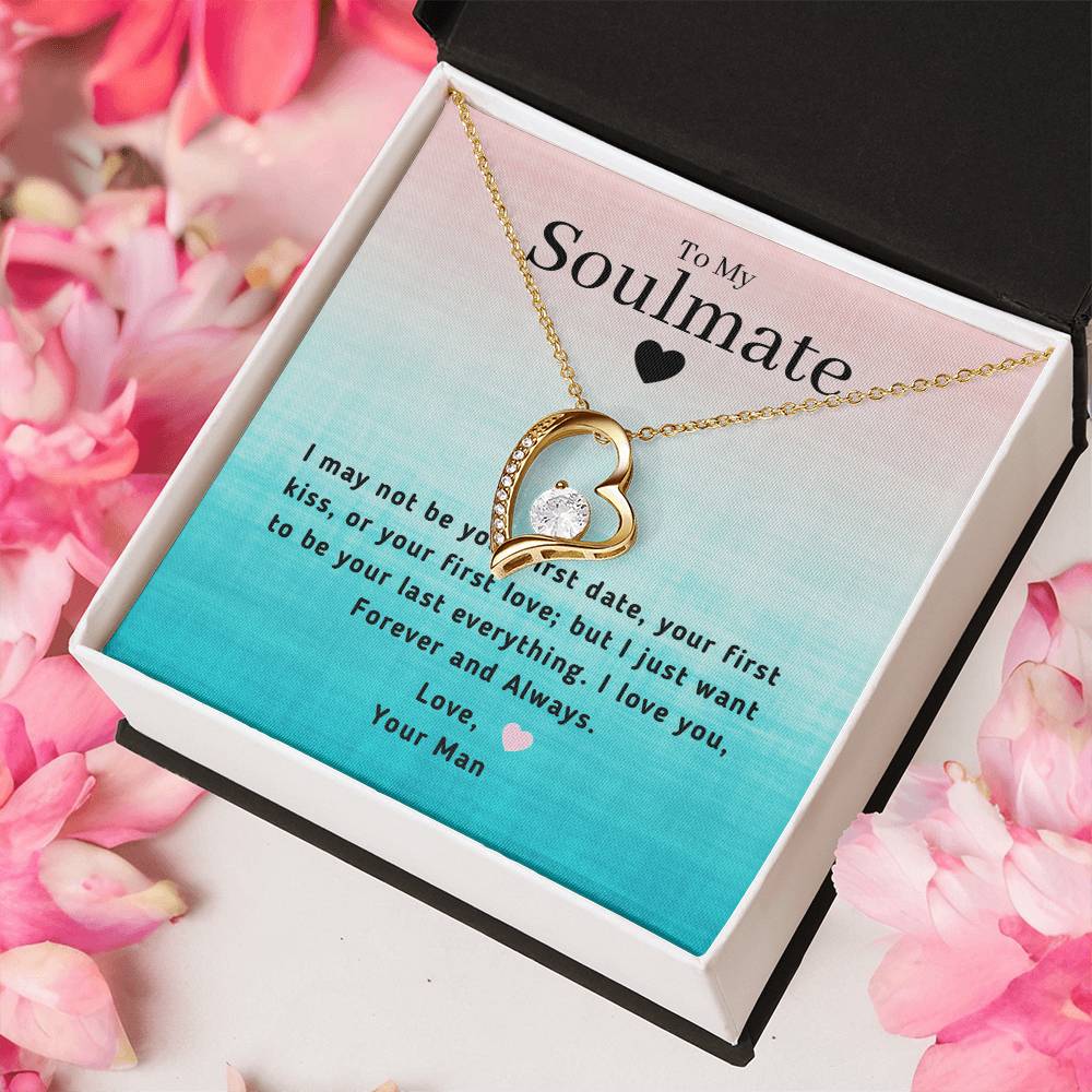 Last Everything Soulmate Message Card Heart Pendant Forever Love Necklace