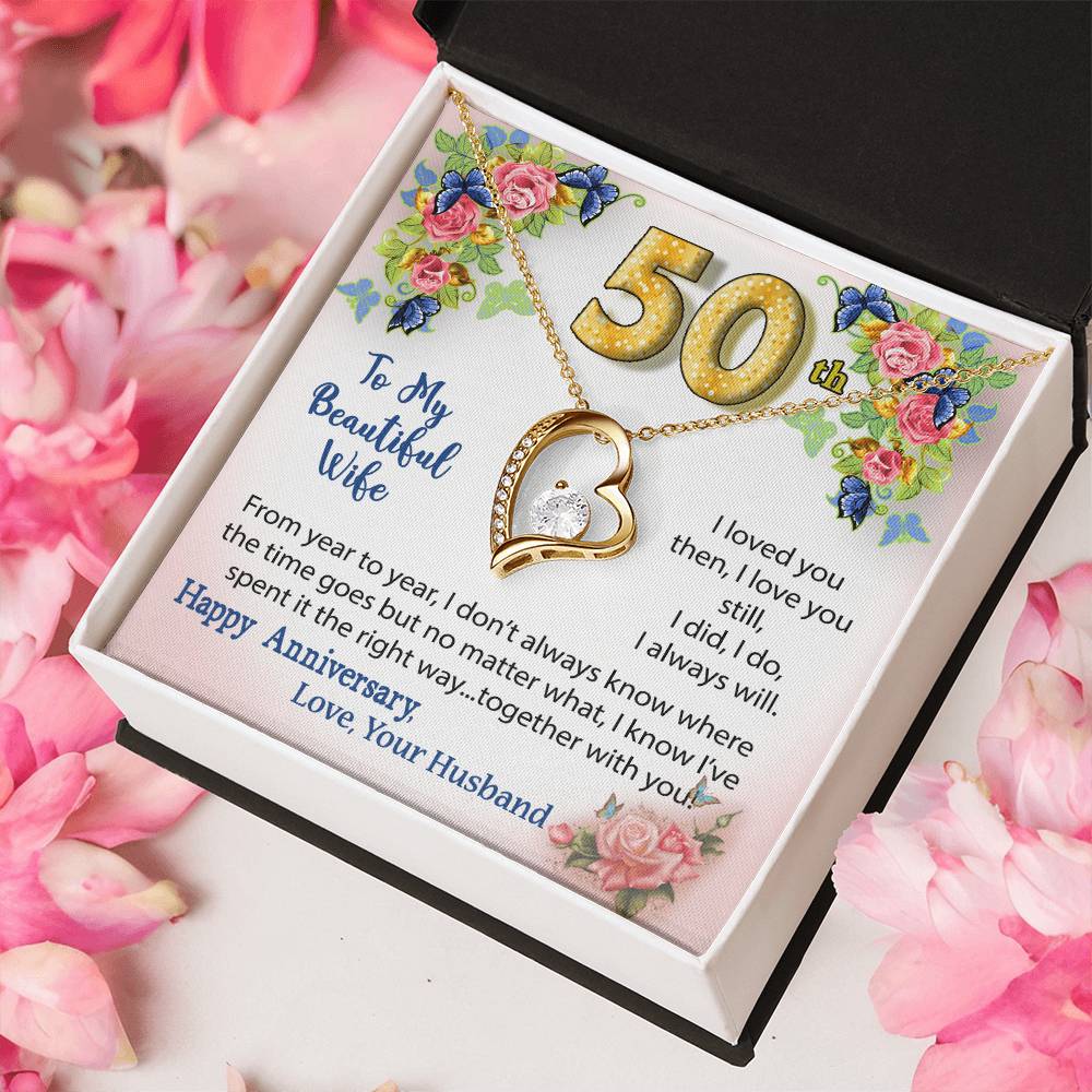 50Th Anniversary Gift Heart Necklace For Wife Forever Love Necklace