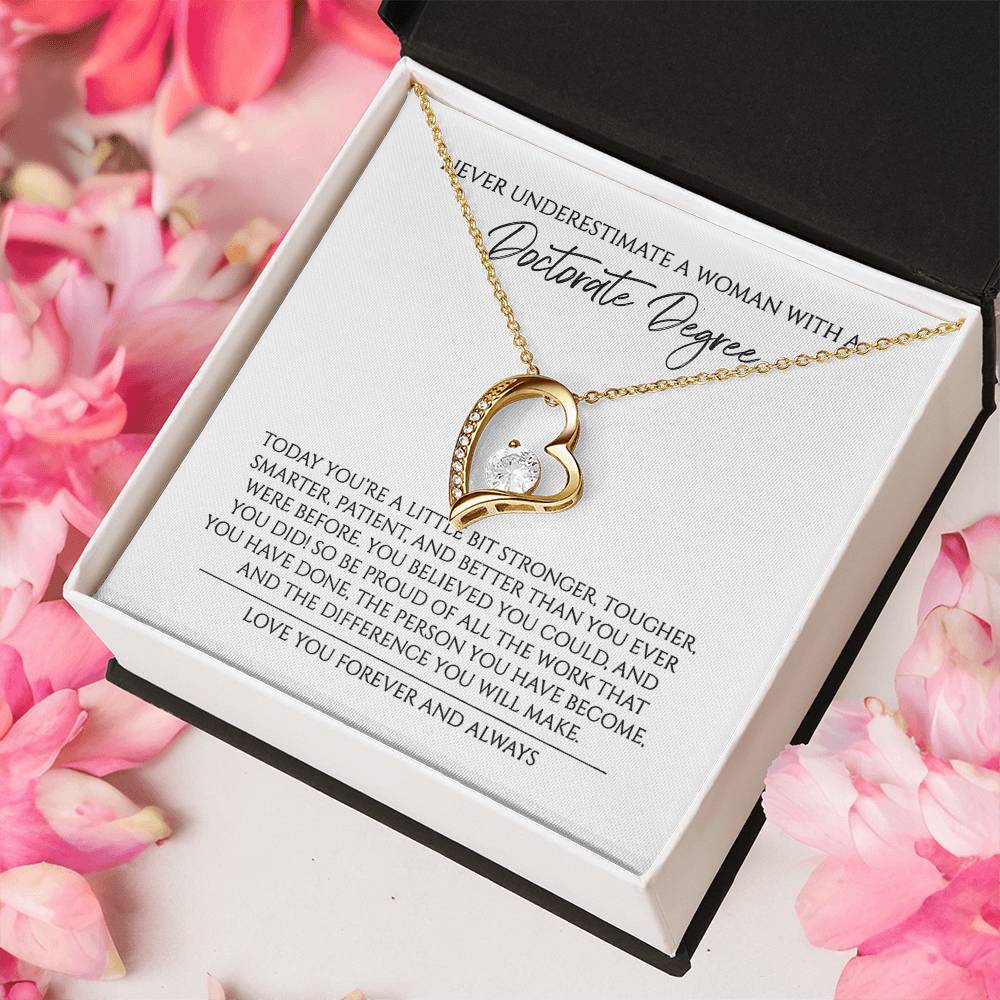 Never Underestimate A Woman With A Doctorate Degree Graduation Gift For Doctor 1 Forever Love Necklace