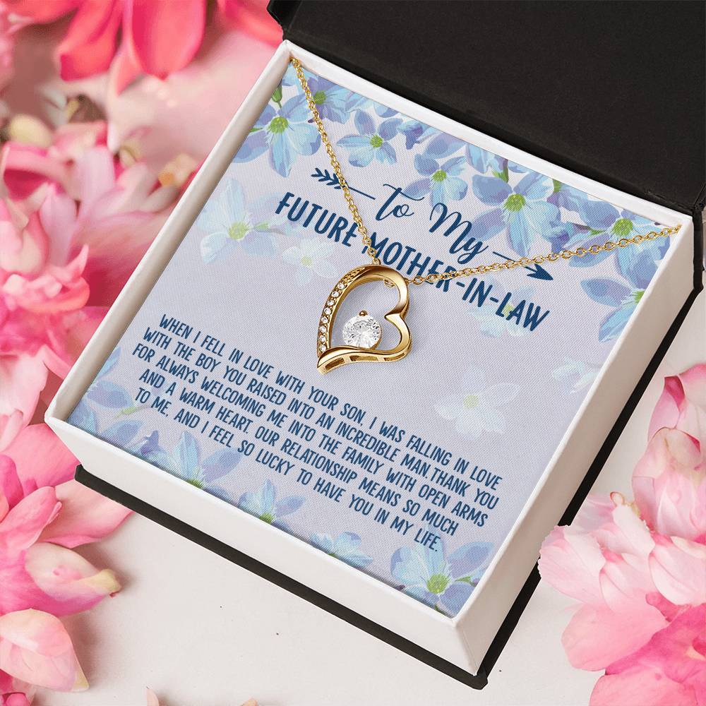 Love Knot Pendant Necklace To My Future Mother-In-Law The Boy You Raised Bonus Mom Gift Future Mother-In-Law Necklace Future Stepmom Forever Love Necklace