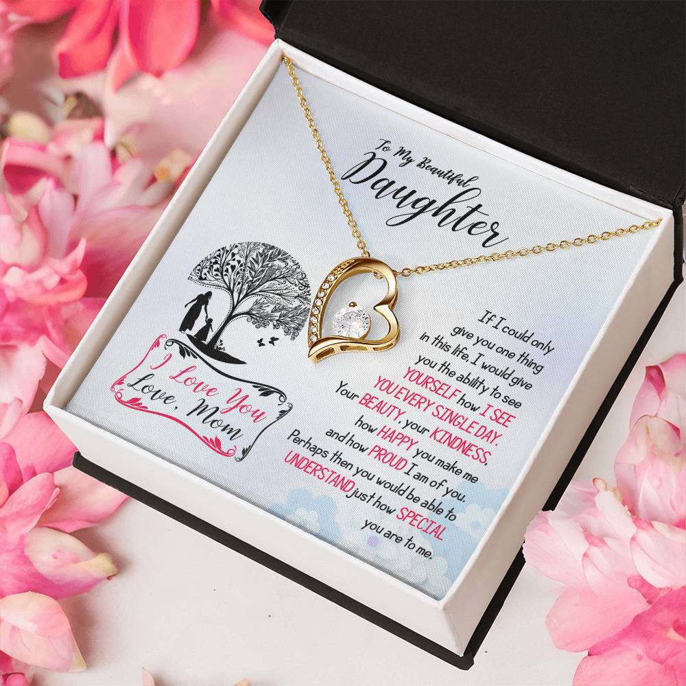 To My Beautiful Daughter I Love You Forever Love Necklace